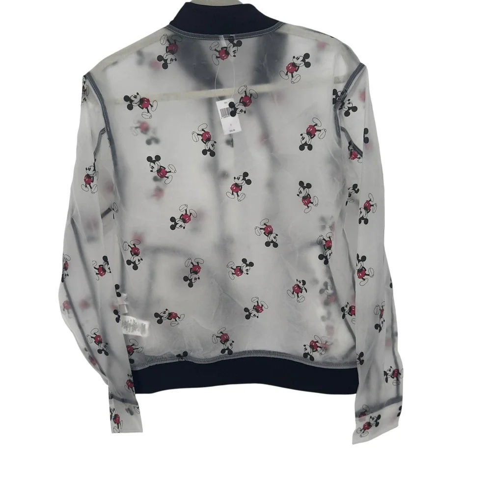 Disney Mickey Mouse Sheer Bomber Jacket‎ Novelty Print Lightweight S - Picture 3 of 4